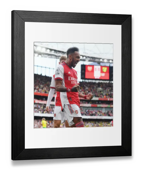 Framed Print : Aubameyang's Strike: Arsenal's Triumph over Norwich City in the 2021-22 Premier League
