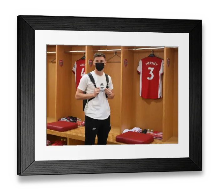 Framed Print : Arsenal: Kieran Tierney's Pre-Match Routine vs Norwich City (2021-22)