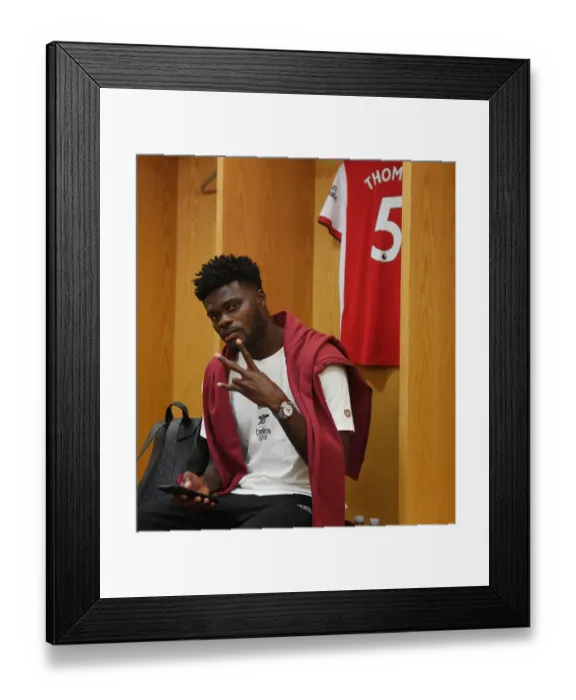 Framed Print : Thomas Partey in Arsenal Changing Room before Arsenal vs Norwich City (2021-22) Framed Print : Thomas Partey in Arsenal Changing Room before Arsenal vs Norwich City (2021-22)