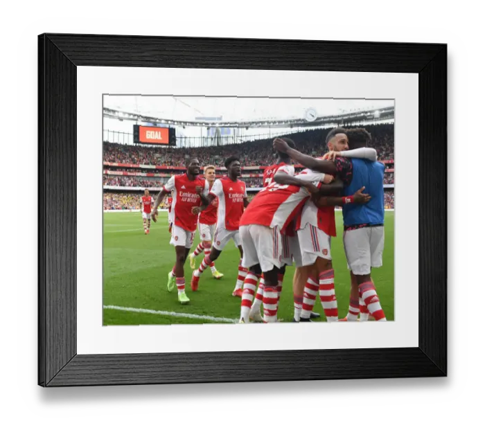 Framed Print : Arsenal Celebrate: Pierre-Emerick Aubameyang's Goal vs Norwich City (2021-22)