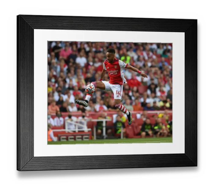 Framed Print : Arsenal's Aubameyang Scores Brace in Thrilling Arsenal vs. Norwich City Clash (2021-22)