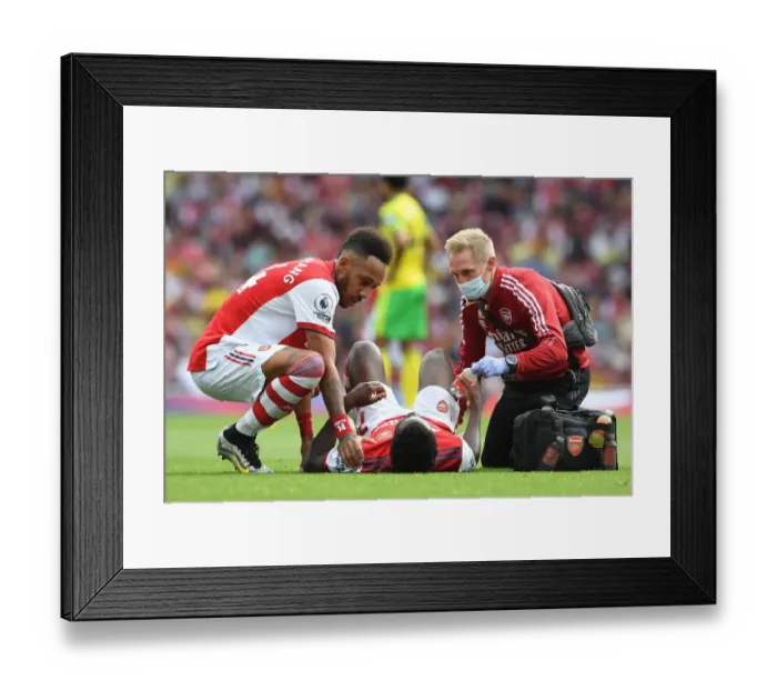 Framed Print : Arsenal: Aubameyang and Saka Receive Medical Attention During Arsenal v Norwich City Match (2021-22) Framed Print : Arsenal: Aubameyang and Saka Receive Medical Attention During Arsenal v Norwich City Match (2021-22)