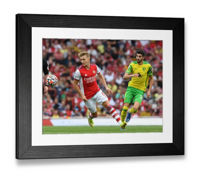 Framed Print : Arsenal vs Norwich City: Martin Odegaard Clashes with Pierre Lees-Melou in the 2021-22 Premier League Framed Print : Arsenal vs Norwich City: Martin Odegaard Clashes with Pierre Lees-Melou in the 2021-22 Premier League