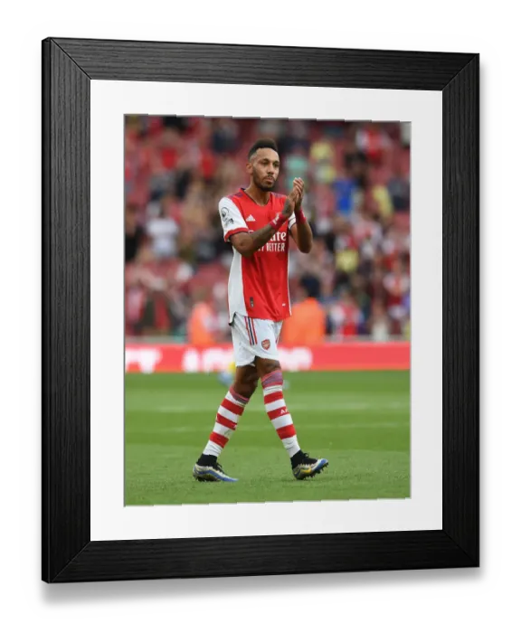 Framed Print : Arsenal's Aubameyang Celebrates with Fans after Arsenal v Norwich City Victory (2021-22) Framed Print : Arsenal's Aubameyang Celebrates with Fans after Arsenal v Norwich City Victory (2021-22)