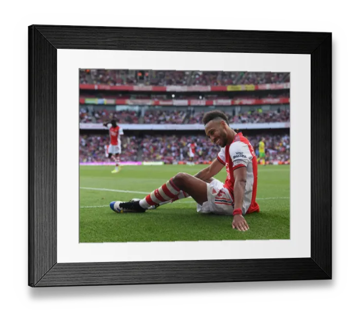 Framed Print : Arsenal's Aubameyang Stars: Arsenal vs. Norwich City (2021-22)