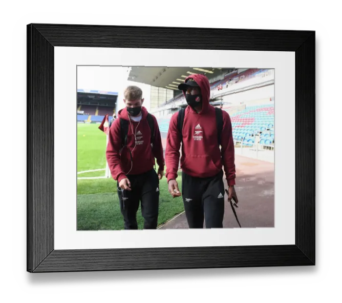 Framed Print : Arsenal Players Arrive at Turf Moor for Burnley Clash - Premier League 2021-22