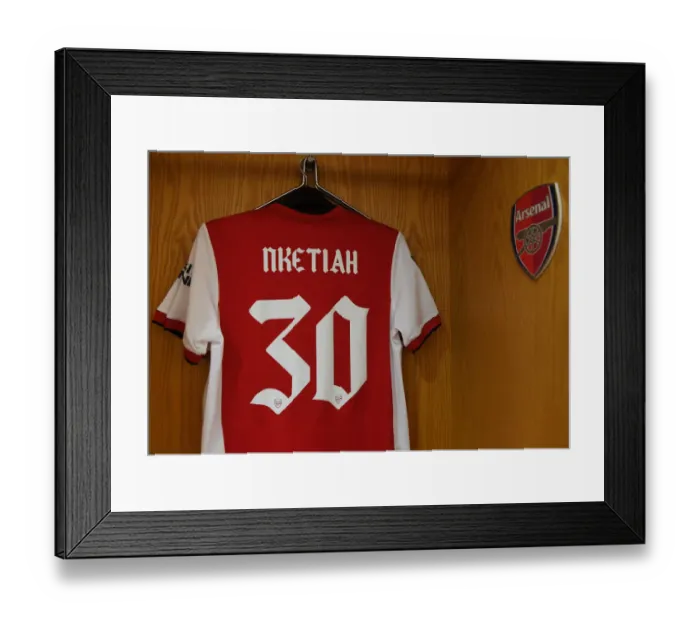 Framed Print : Arsenal: Eddie Nketa's Shirt in Arsenal Dressing Room Before Arsenal v AFC Wimbledon (2021-22 Carabao Cup) Framed Print : Arsenal: Eddie Nketa's Shirt in Arsenal Dressing Room Before Arsenal v AFC Wimbledon (2021-22 Carabao Cup)