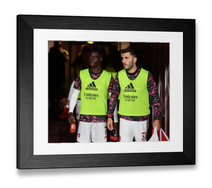 Framed Print : Arsenal FC: Bukayo Saka and Sead Kolasinac Pre-Match Huddle vs AFC Wimbledon (Carabao Cup 2021-22) Framed Print : Arsenal FC: Bukayo Saka and Sead Kolasinac Pre-Match Huddle vs AFC Wimbledon (Carabao Cup 2021-22)
