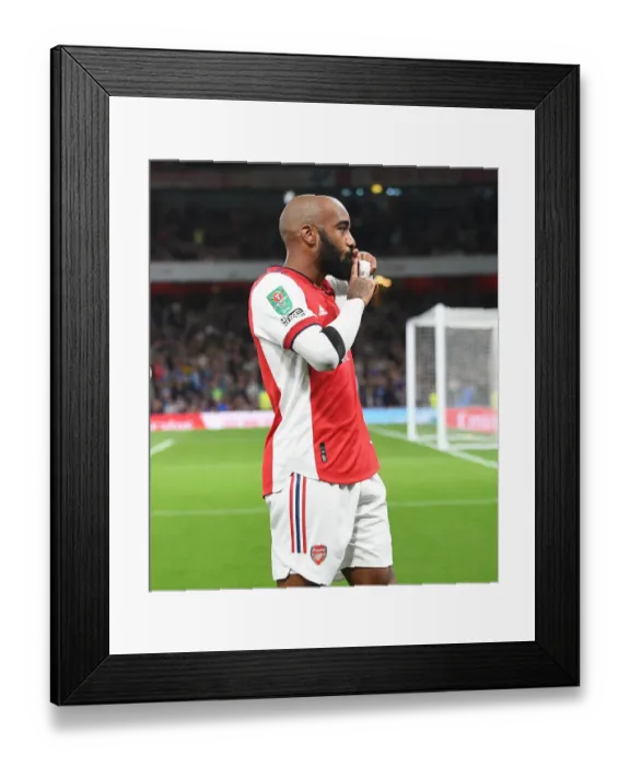Framed Print : Alexis Lacazette Scores First Goal: Arsenal vs AFC Wimbledon in Carabao Cup Third Round