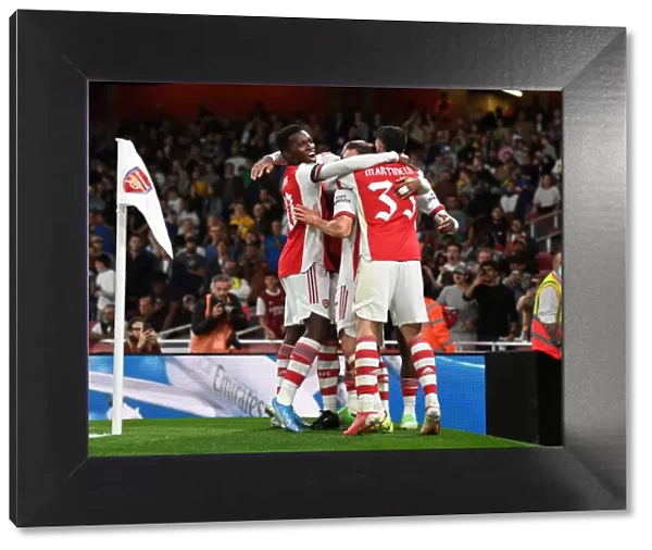 Arsenal Celebrate First Goal Against AFC Wimbledon in Carabao Cup Third Round