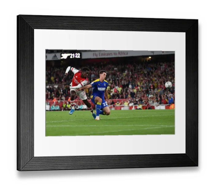 Framed Print : Arsenal's Eddie Nketiah Scores Third Goal Against AFC Wimbledon in Carabao Cup