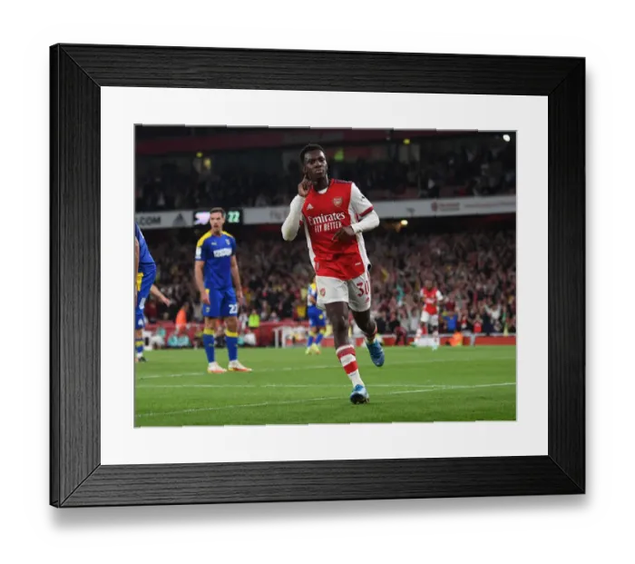 Framed Print : Arsenal's Eddie Nketiah Scores Hat-Trick: Arsenal Crushes AFC Wimbledon in Carabao Cup Framed Print : Arsenal's Eddie Nketiah Scores Hat-Trick: Arsenal Crushes AFC Wimbledon in Carabao Cup