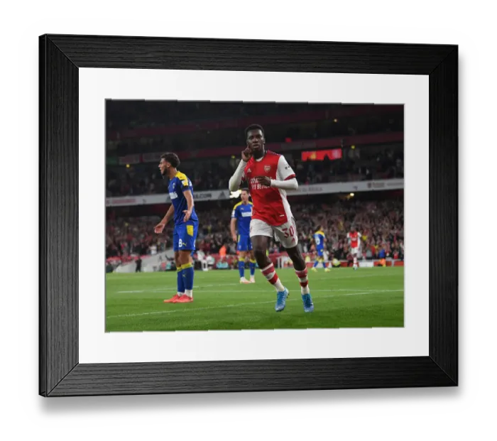 Framed Print : Eddie Nketiah's Hat-Trick: Arsenal Dominates AFC Wimbledon in Carabao Cup Framed Print : Eddie Nketiah's Hat-Trick: Arsenal Dominates AFC Wimbledon in Carabao Cup