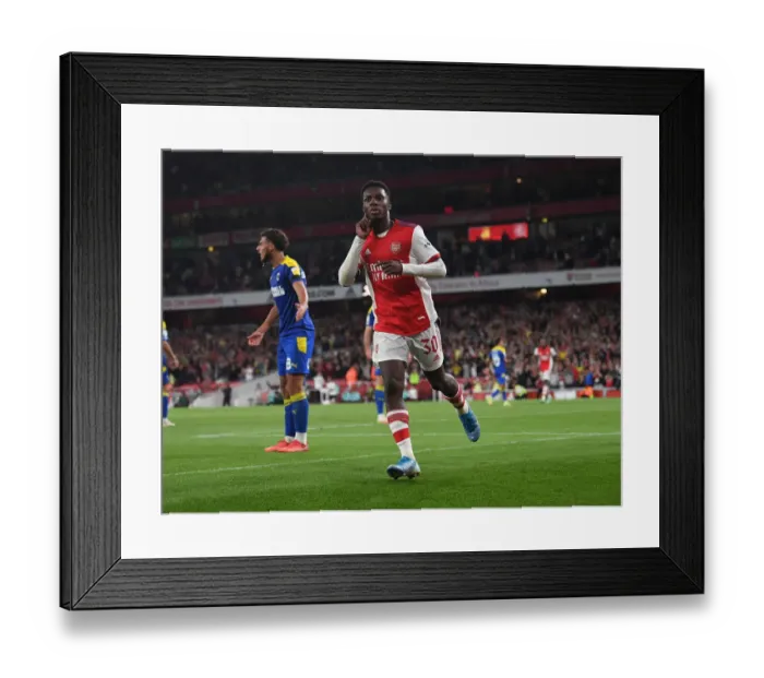 Framed Print : Arsenal's Eddie Nketiah Scores Hat-trick as Gunners Secure Carabao Cup Victory over AFC Wimbledon