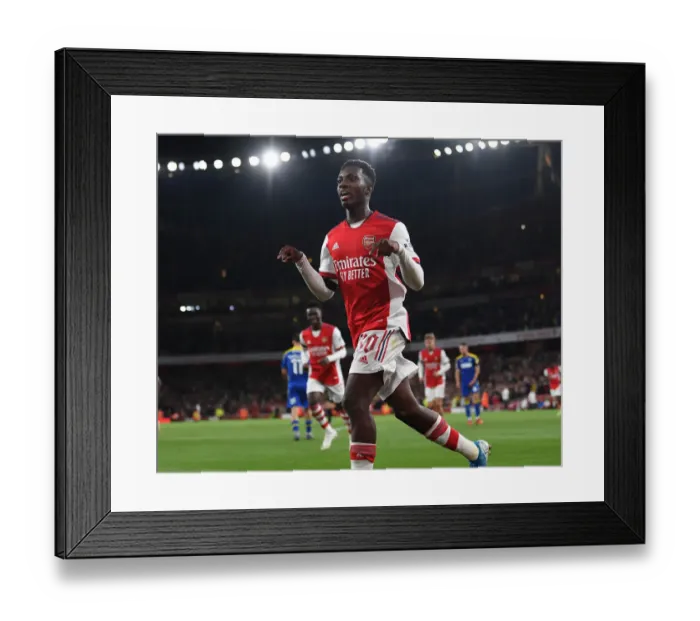 Framed Print : Arsenal's Eddie Nketiah Scores Hat-Trick: Cruising Past AFC Wimbledon in Carabao Cup