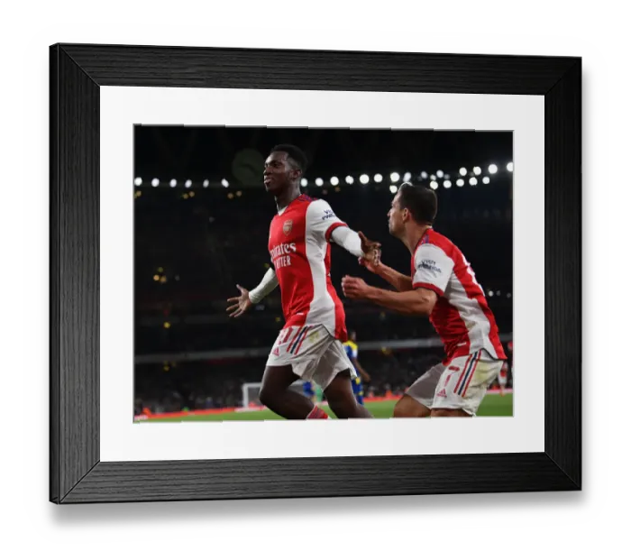 Framed Print : Arsenal's Eddie Nketiah Scores Third Goal in Carabao Cup Win Against AFC Wimbledon