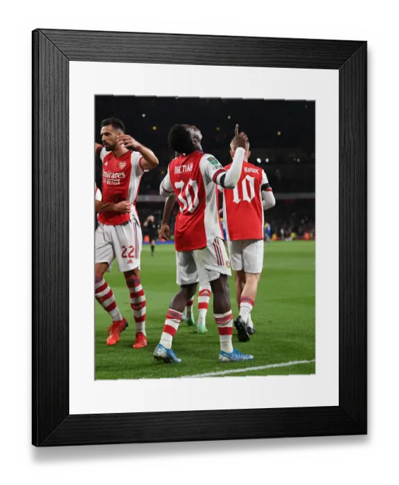 Framed Print : Arsenal's Eddie Nketiah Scores Hat-Trick: Arsenal Dominates AFC Wimbledon in Carabao Cup