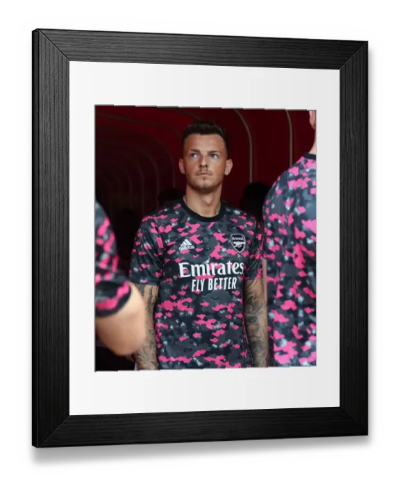 Framed Print : Arsenal vs. Tottenham: Ben White's Focus in the Tunnel before the Premier League Clash at Emirates Stadium