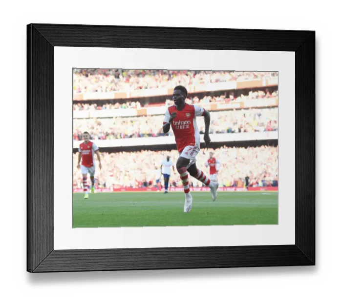 Framed Print : Arsenal's Bukayo Saka Scores Thrilling Hat-Trick Against Tottenham in 2021-22 Premier League Framed Print : Arsenal's Bukayo Saka Scores Thrilling Hat-Trick Against Tottenham in 2021-22 Premier League
