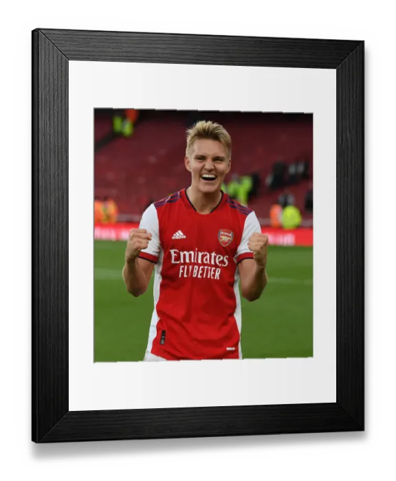 Framed Print : Martin Odegaard's Goal: Arsenal Celebrates Derby Victory Over Tottenham