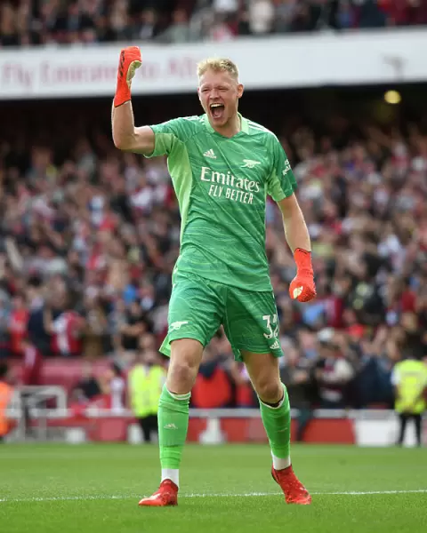 Arsenal's Ramsdale Celebrates Derby Victory over Tottenham