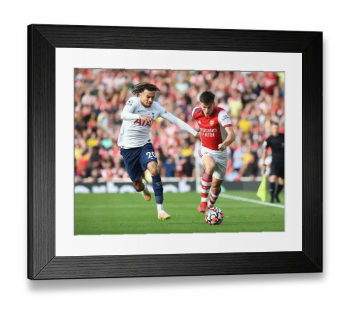 Framed Print : Tierney vs. Alli: An Intense Rivalry Unfolds - Arsenal vs. Tottenham, 2021-22 Premier League