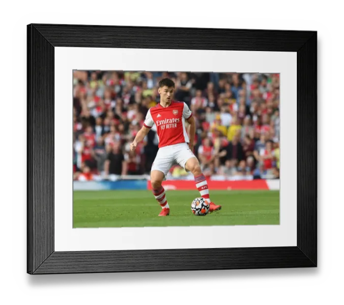 Framed Print : Arsenal's Kieran Tierney in Action Against Tottenham, Premier League 2021-22
