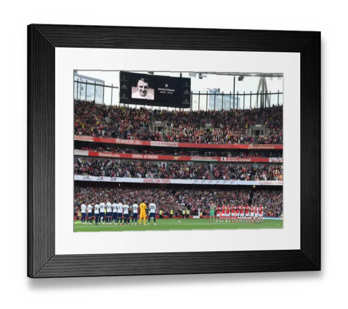 Framed Print : Arsenal vs. Tottenham: Tribute to Jimmy Greaves - Premier League Rivalry Resumes at Emirates Stadium