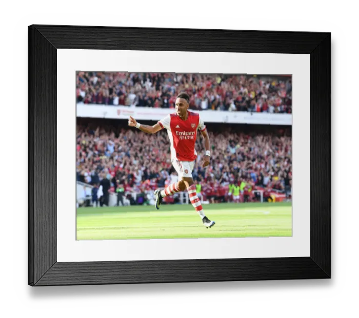 Framed Print : Aubameyang's Brace: Arsenal Defeats Tottenham in Exciting 2021-22 Premier League Showdown