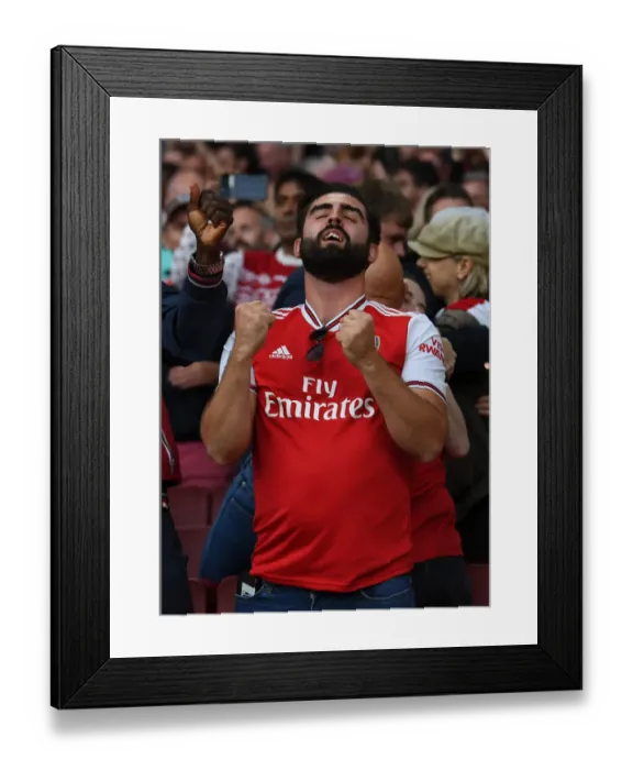 Framed Print : London Derby: Arsenal vs. Tottenham - Passionate Arsenal Fan at Emirates Stadium, Premier League 2021-22