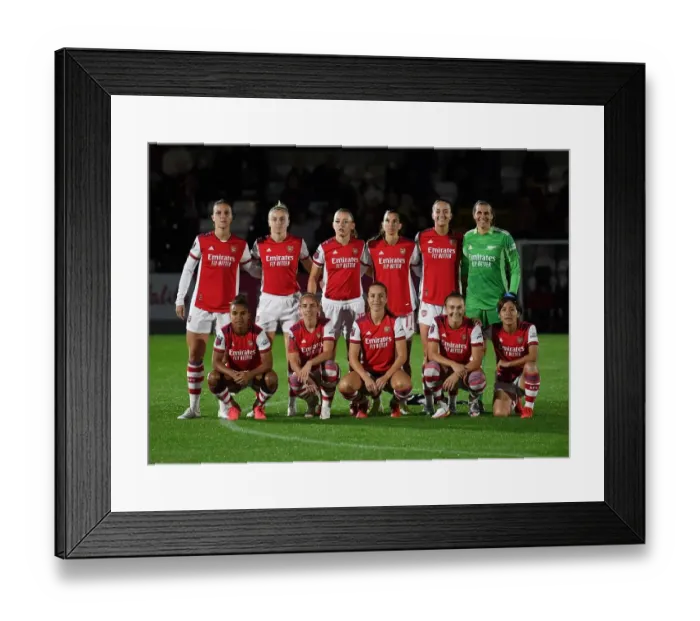 Framed Print : Arsenal team before the match. Arsenal Womens 5: 1 Tottenham Hotspur Women