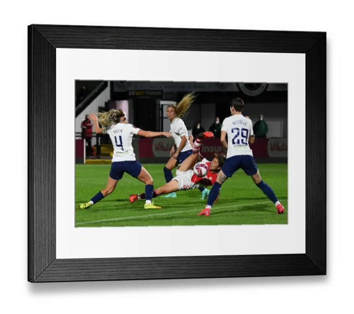 Framed Print : Arsenal vs. Tottenham Women's FA Cup Quarterfinal: Tense Clash at Meadow Park