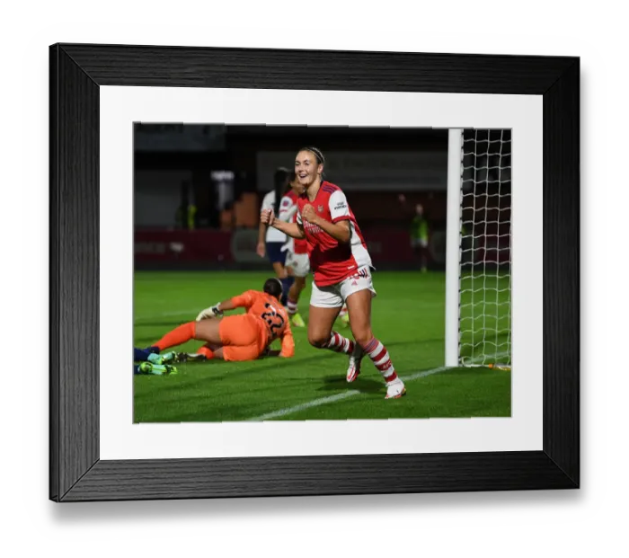 Framed Print : Arsenal Women's FA Cup Journey: Caitlin Foord's Hat-trick Secures Quarterfinal Victory over Tottenham Hotspur