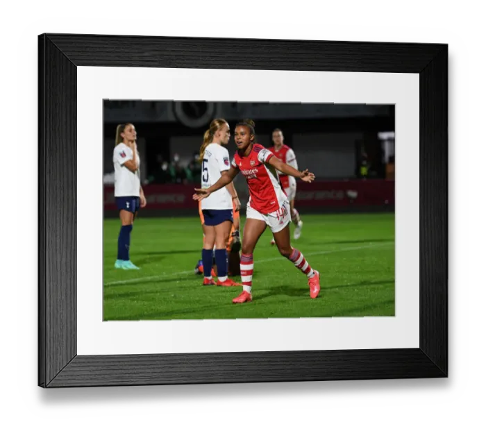 Framed Print : Arsenal Women's FA Cup Triumph: Nikita Parris Scores Historic Fourth Goal vs. Tottenham Hotspur