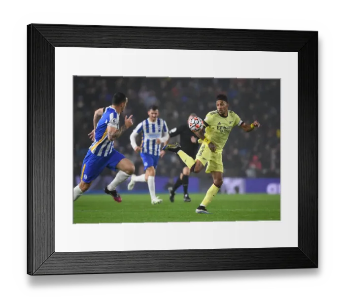 Framed Print : Pierre-Emerick Aubameyang in Action: Arsenal vs. Brighton & Hove Albion, Premier League 2021-22