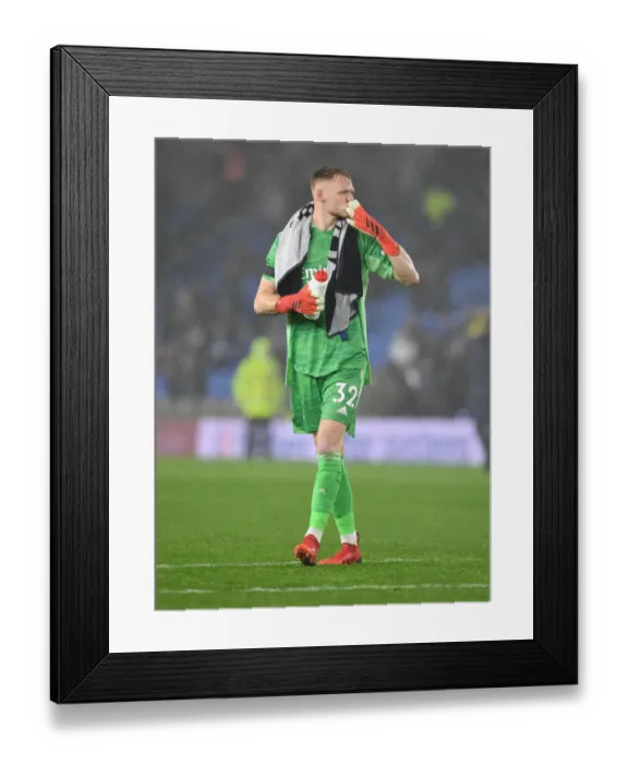 Framed Print : Aaron Ramsdale Celebrates with Arsenal Fans After Brighton Victory Framed Print : Aaron Ramsdale Celebrates with Arsenal Fans After Brighton Victory