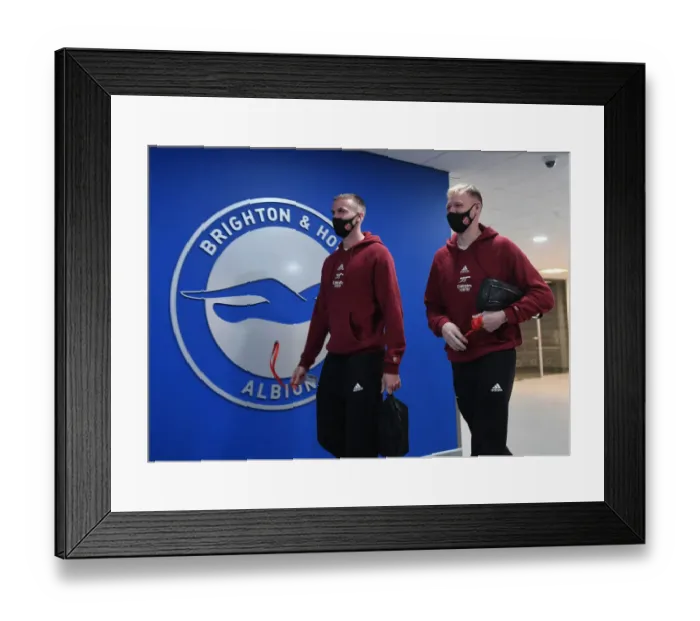 Framed Print : Arsenal Players Rob Holding and Aaron Ramsdale Before Brighton & Hove Albion Clash (Premier League 2021-22) Framed Print : Arsenal Players Rob Holding and Aaron Ramsdale Before Brighton & Hove Albion Clash (Premier League 2021-22)