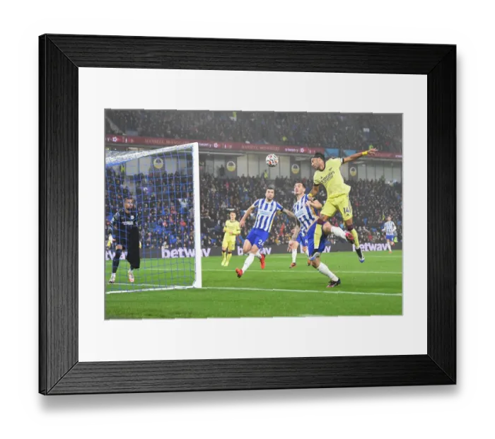 Framed Print : Aubameyang vs Dunk: Intense Clash in Brighton & Hove Albion vs Arsenal Premier League Match Framed Print : Aubameyang vs Dunk: Intense Clash in Brighton & Hove Albion vs Arsenal Premier League Match
