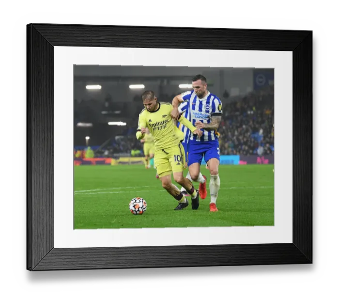 Framed Print : Emile Smith Rowe vs. Shane Duffy: A Premier League Battle at Brighton & Hove Albion