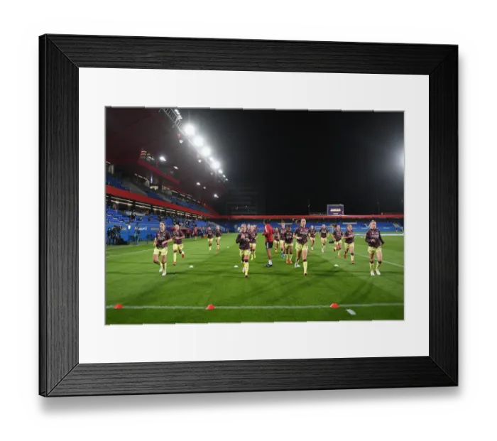 Framed Print : Arsenal Women Face Off Against Barcelona in UEFA Champions League Showdown