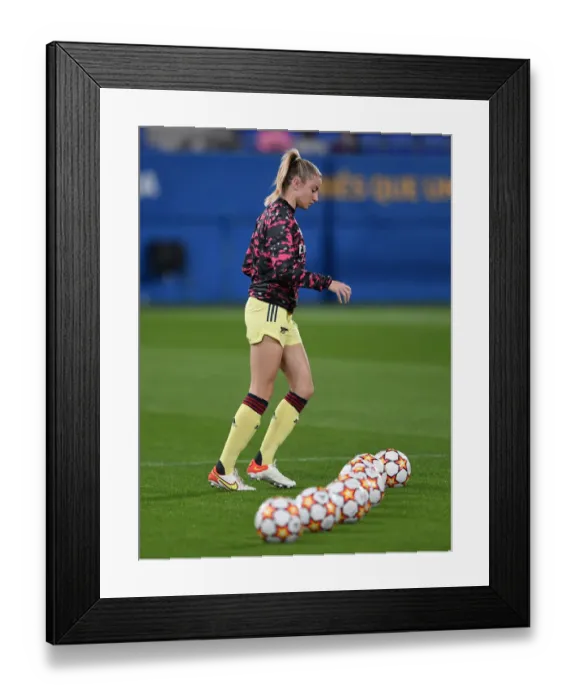 Framed Print : Arsenal Women Take on Barcelona in UEFA Champions League: A Thrilling Clash in Spain