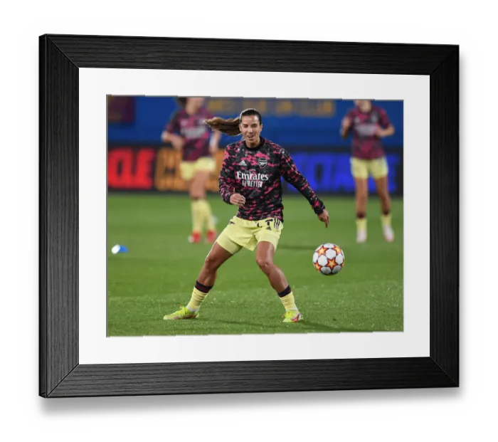 Framed Print : Champions League Clash: Tobin Heath of Arsenal Faces FC Barcelona Women