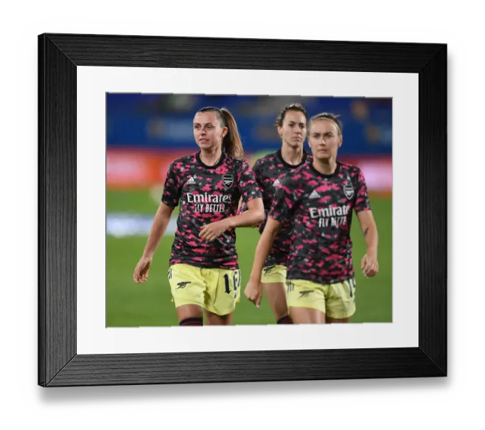 Framed Print : Arsenal Women Face Off Against Barcelona in UEFA Champions League Clash