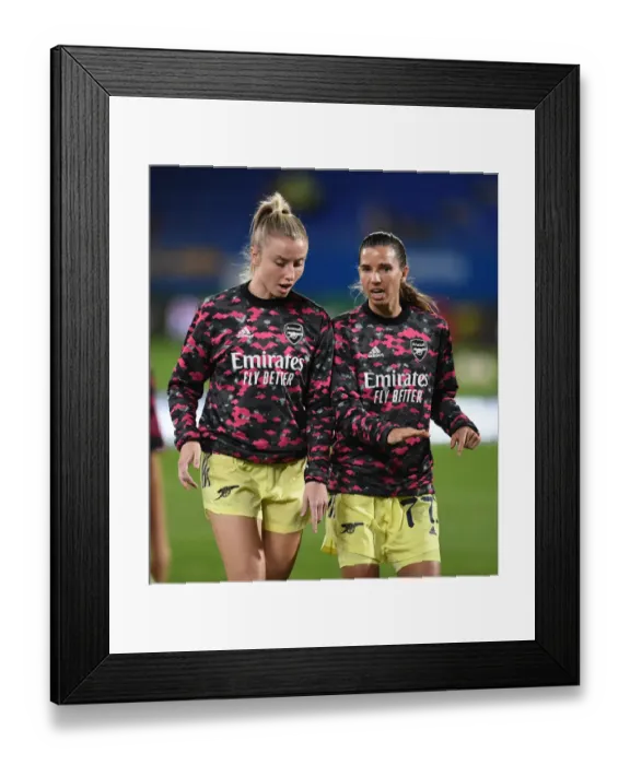 Framed Print : Arsenal Women Face Off Against Barcelona in UEFA Champions League Clash