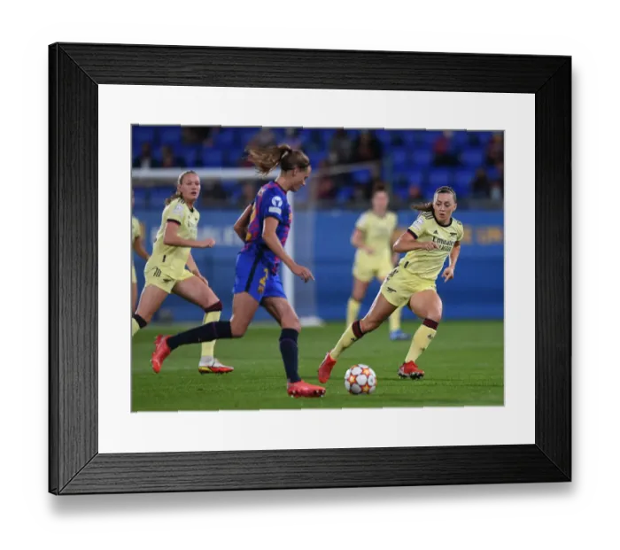 Framed Print : Arsenal Women Battle Barcelona in UEFA Champions League Showdown