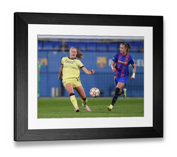 Framed Print : Barcelona vs. Arsenal Women: Tense Battle in UEFA Champions League Group C Framed Print : Barcelona vs. Arsenal Women: Tense Battle in UEFA Champions League Group C