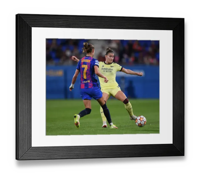 Framed Print : Steph Catley vs Caroline Graham Hansen: Battle in the UEFA Women's Champions League - Arsenal vs FC Barcelona Framed Print : Steph Catley vs Caroline Graham Hansen: Battle in the UEFA Women's Champions League - Arsenal vs FC Barcelona