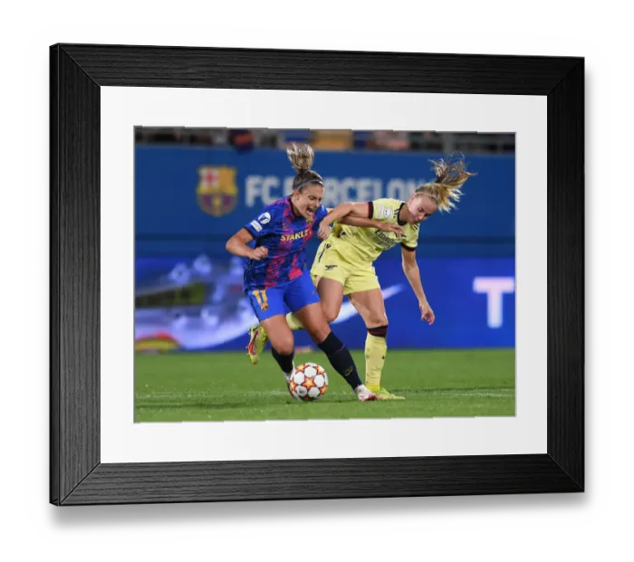 Framed Print : Beth Mead vs. Alexia Putellas: A Battle in the UEFA Women's Champions League between FC Barcelona and Arsenal WFC