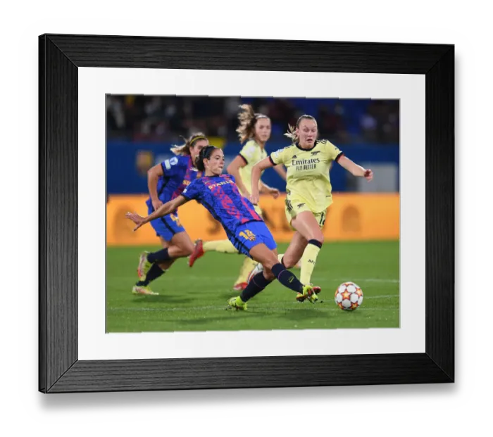 Framed Print : Arsenal vs. Barcelona: Battle in the UEFA Women's Champions League Framed Print : Arsenal vs. Barcelona: Battle in the UEFA Women's Champions League