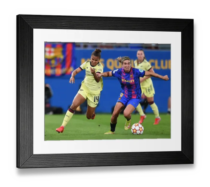 Framed Print : Battle of Champions: Barcelona vs. Arsenal Women's FC - UEFA Champions League Framed Print : Battle of Champions: Barcelona vs. Arsenal Women's FC - UEFA Champions League
